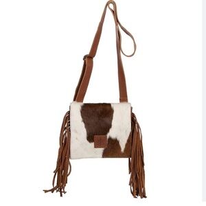 STS Ranchwear Brown and White Fringe Crossbody Bag